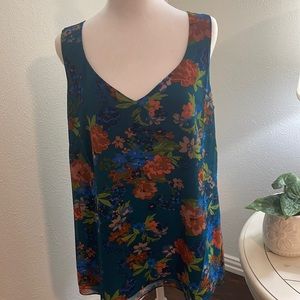 Cabi shell style blouse in size Large. Beautiful colors of teal, rose, and navy.